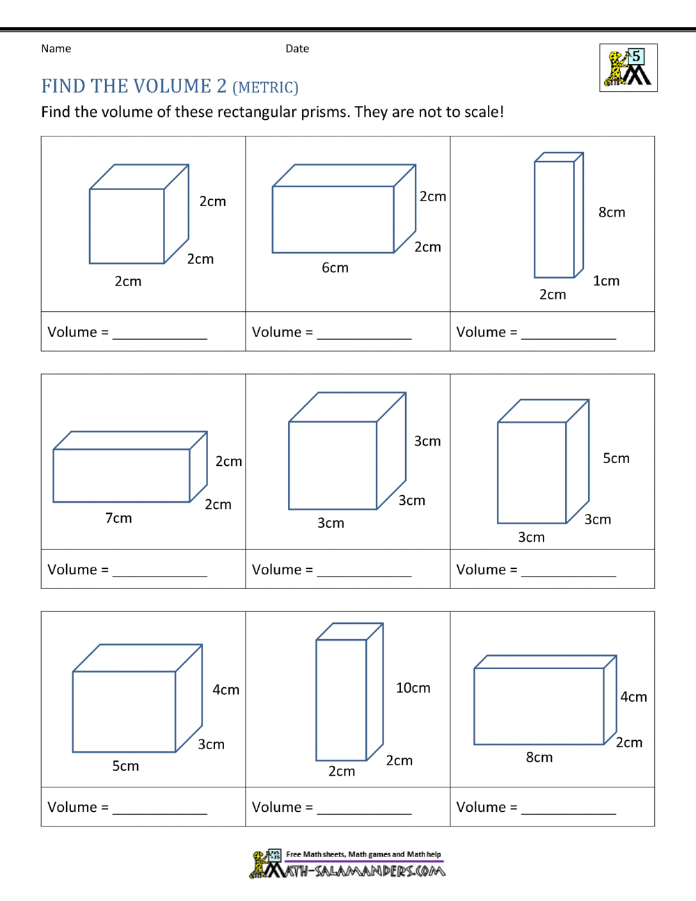 volumes of solids worksheet