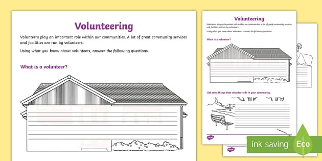 Volunteering Worksheet (Lehrer gemacht) - Twinkl