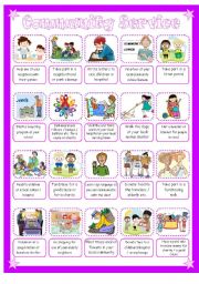 Community Service / Volunteering Pictionary - ESL worksheet by juliag