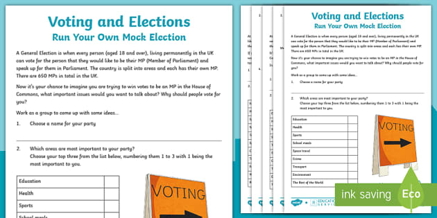 voting and elections worksheet
