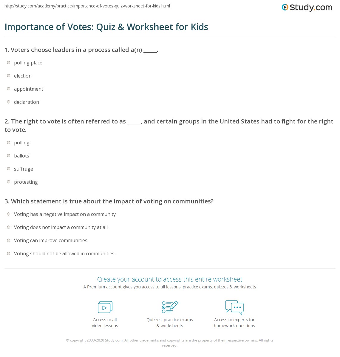 voting worksheet for kids