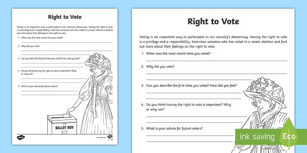 Right to Vote Interview Activity for 3rd-5th Grade 