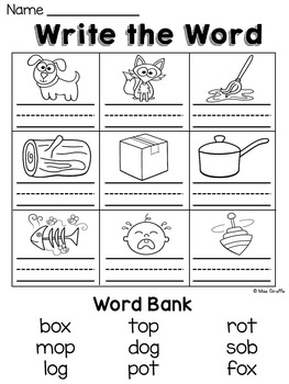 CVC Worksheet with Vowel o worksheet