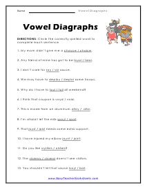 vowel pairs worksheet