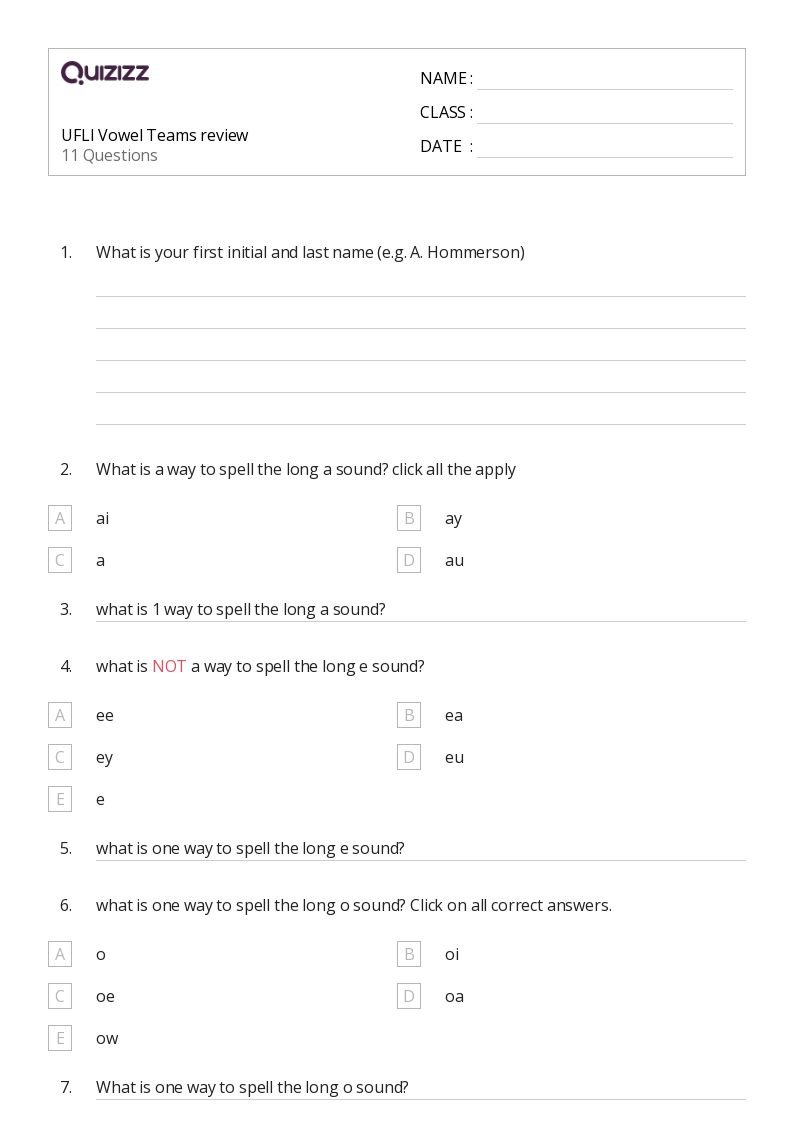 vowel pairs worksheet