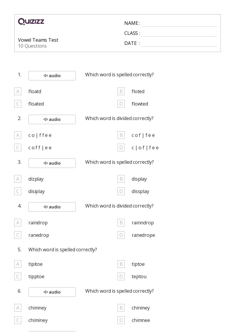 vowel pattern worksheet