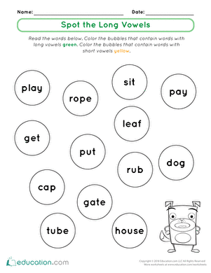 Spot the Long Vowels | Worksheet 
