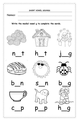 Short vowel sounds worksheets | PDF