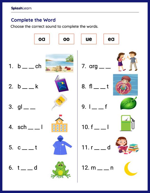 vowel team worksheet free