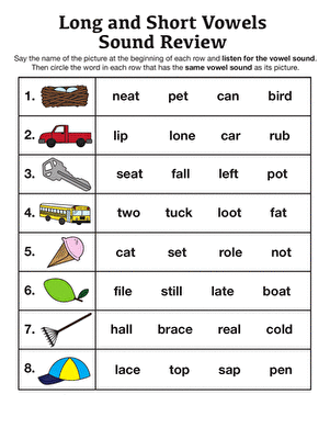 vowel worksheet 1st grade