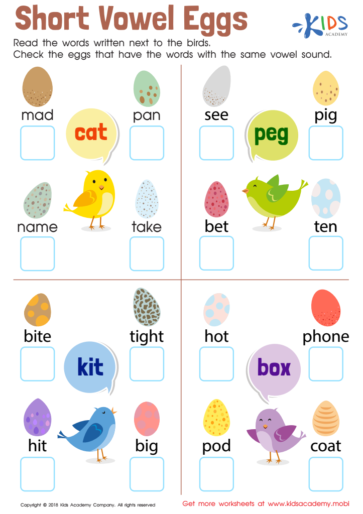 vowel worksheet for first grade