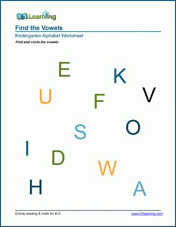 Identifying Vowels Worksheets for Preschool &  Kindergarten | Worsheets library...