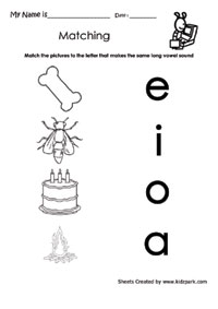 Grade 1 Matching Alphabets With Long Vowels Worksheets,Printable ...