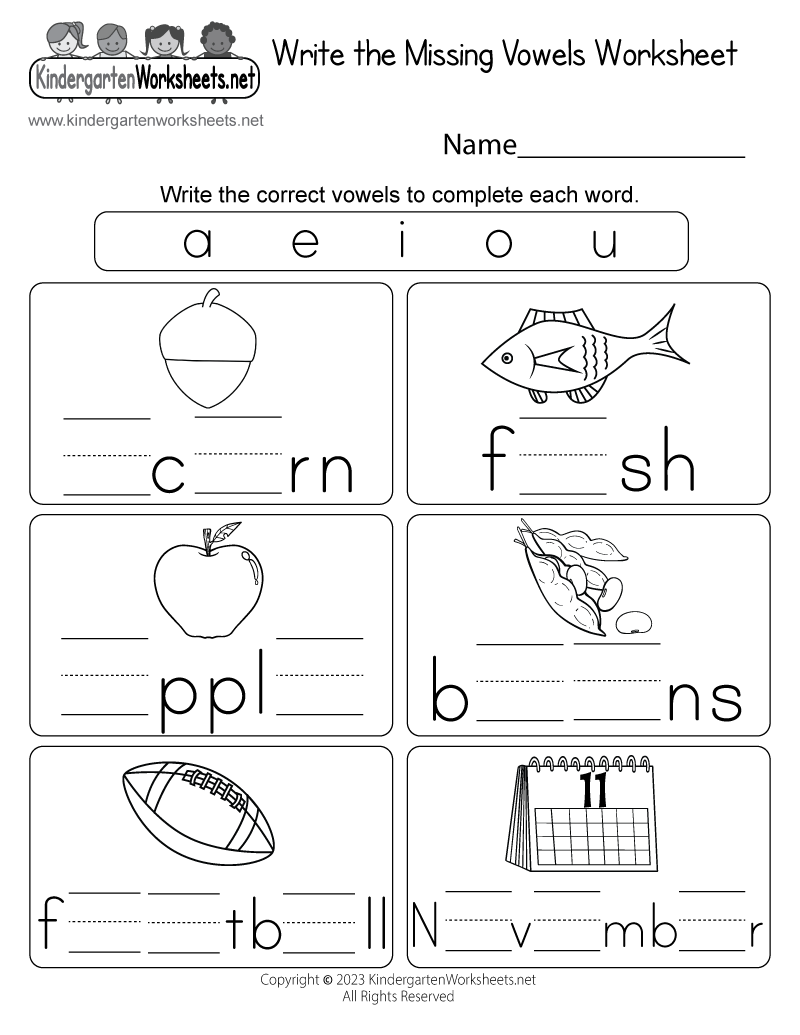 vowels worksheet for preschoolers