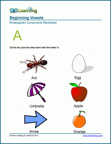 vowels worksheet for preschoolers