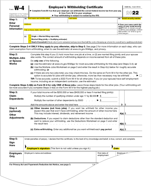 w 4 worksheet