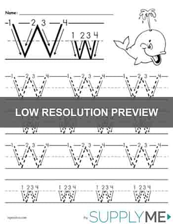 Printable Letter W Tracing Worksheet With Number and Arrow Guides ...