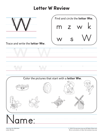 w worksheet for kindergarten