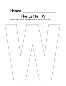 w worksheet for kindergarten