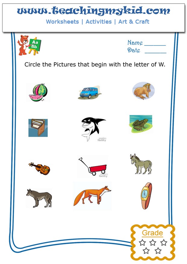 w worksheet for kindergarten