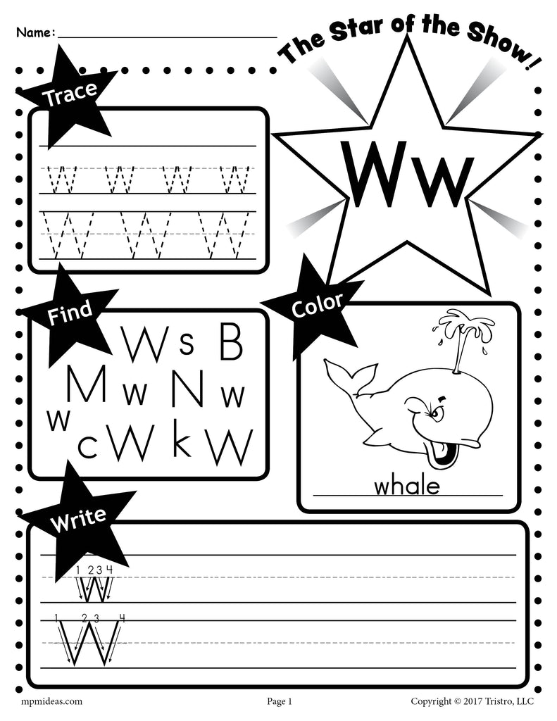 w worksheet for preschoolers