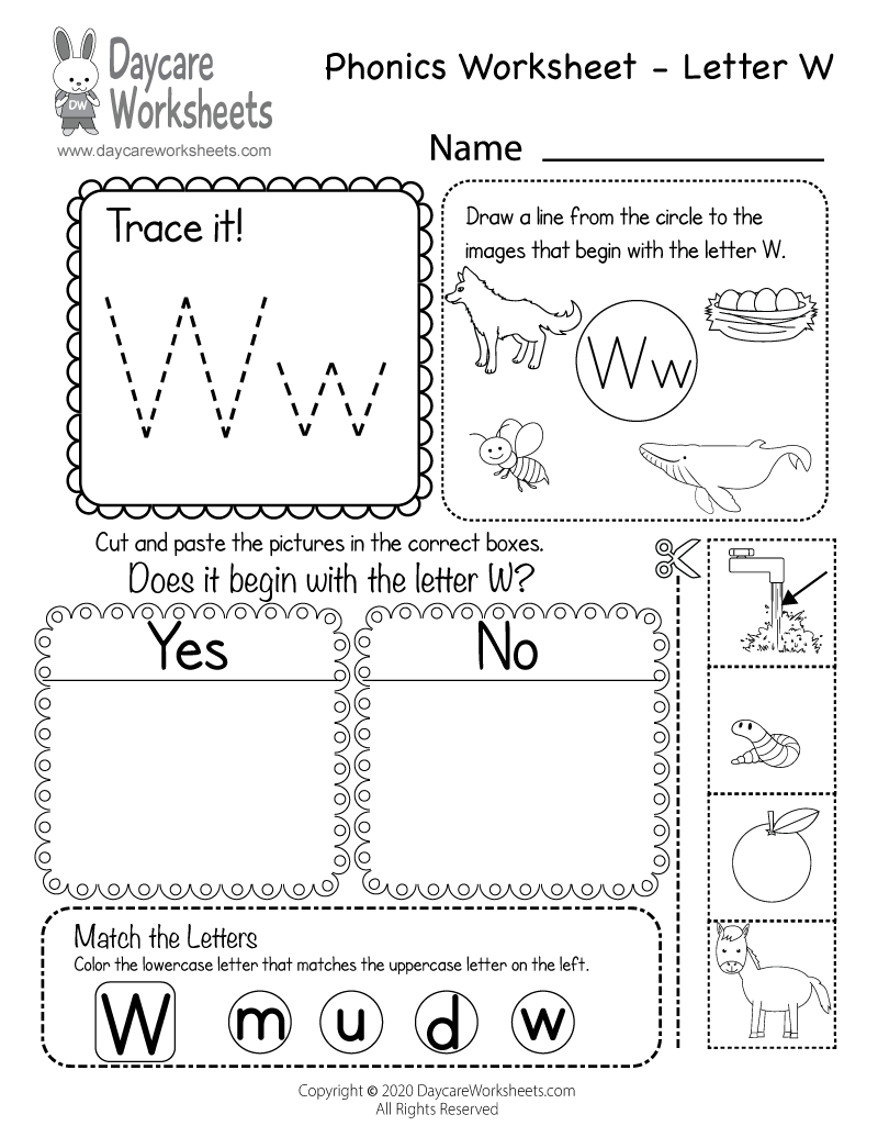 w worksheet for preschoolers