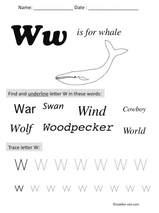 w worksheet for preschoolers