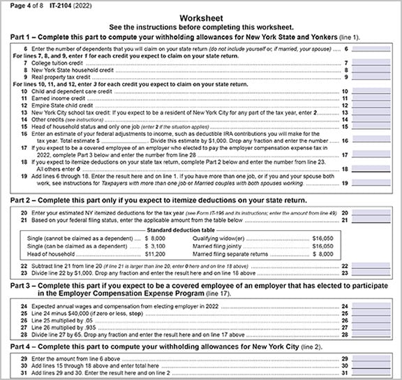 w4 worksheet calculator 2014
