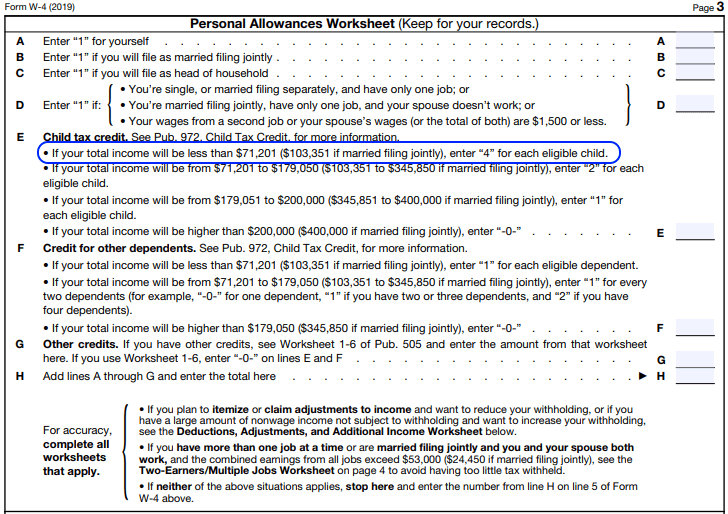 w4 worksheet calculator 2014