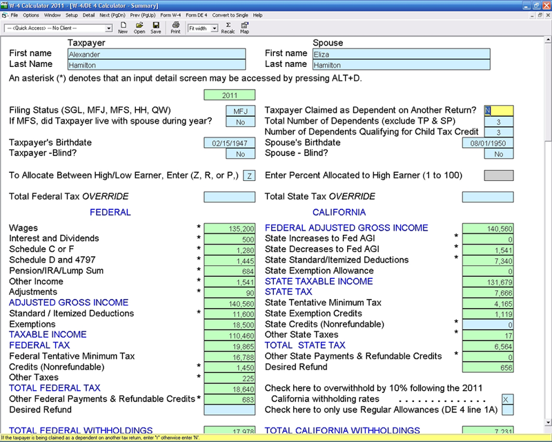 W4 Calculator - CFS Tax Software, Inc. - Software for Tax ...