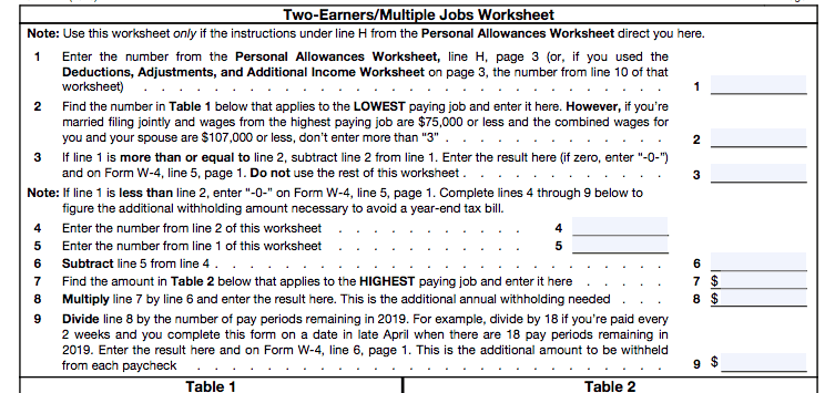 w4 worksheet calculator