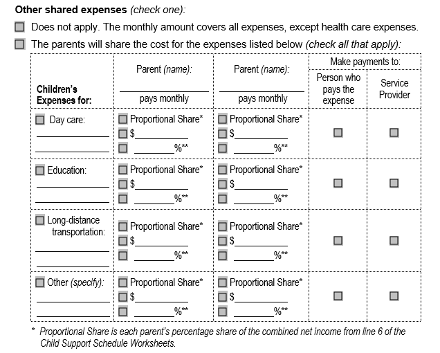 wa state child support worksheet