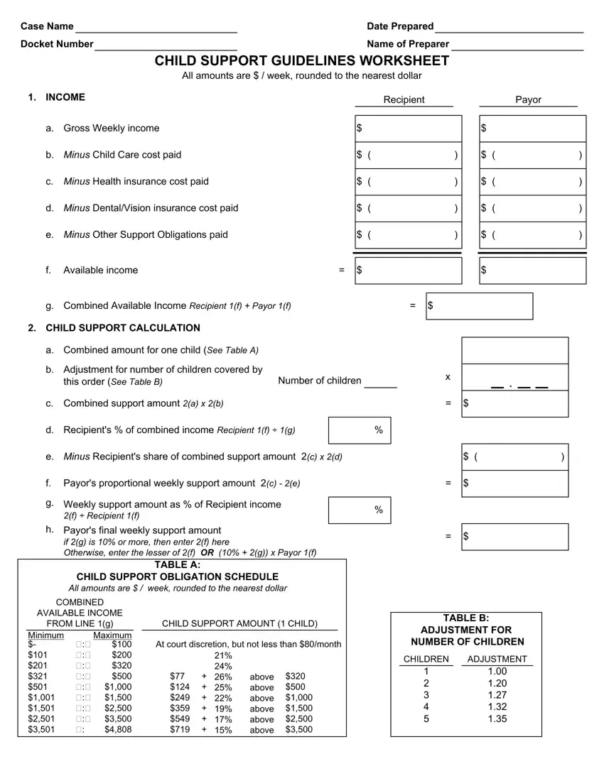 Child Support Worksheet ≡ Fill Out Printable PDF Forms Online