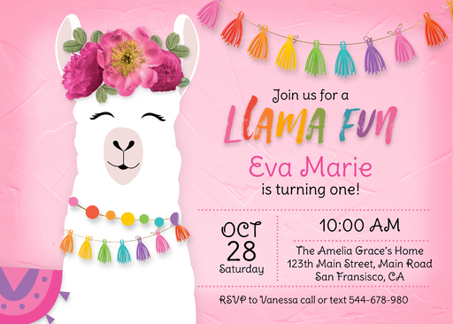 Invitation Cards | Llama Fun Party | Walmart Photo