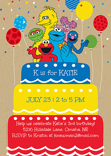 Custom Birthday Cards &  Invitations | Sesame Street Birthday Cake ...