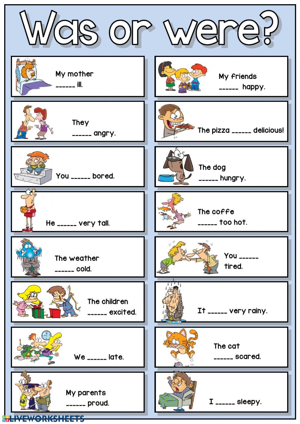 was or were worksheet
