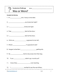 Was And Were Worksheets