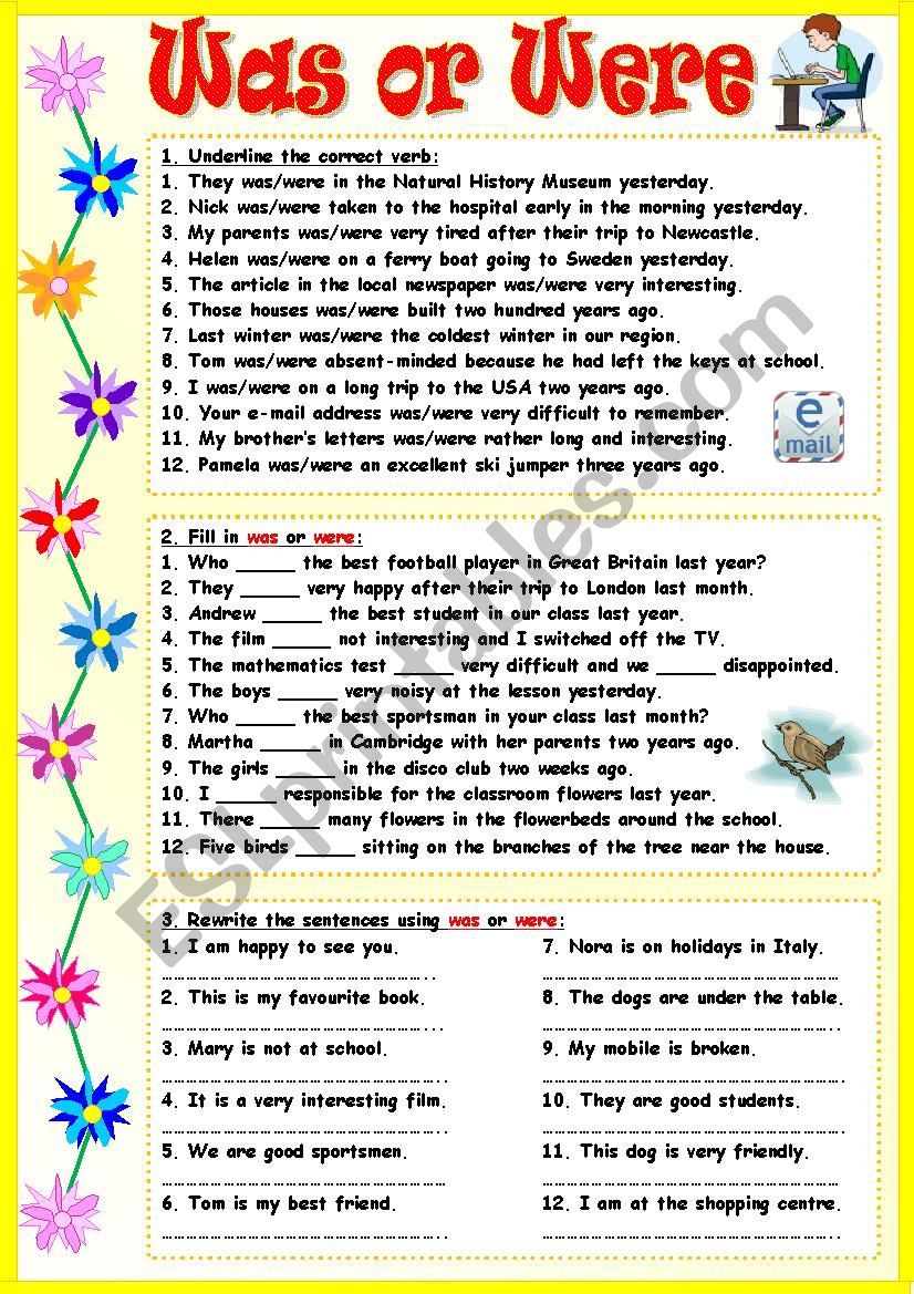 Was, Were - ESL worksheet by Tmk939
