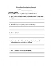 English worksheets: Science Quiz - Water Conservation