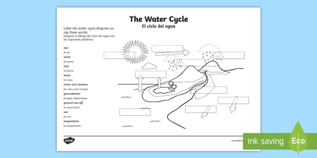 Water Cycle Labelling Worksheet / Worksheet Spanish Translation