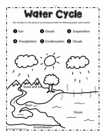Label the Water Cycle Worksheets