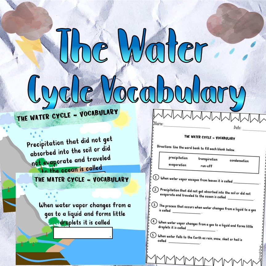 The Water Cycle Vocabulary Worksheets Puzzles Posters Word Search And 