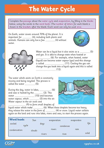 water cycle worksheet fill in the blank