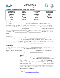 water cycle worksheet for 4th grade