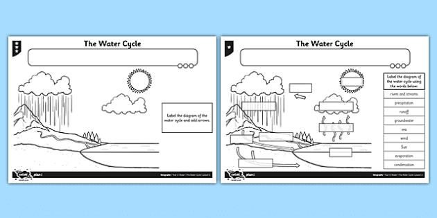 Water Cycle Basic Diagram &  Vocabulary | Worksheet
