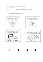 English worksheets: water cycle worksheet
