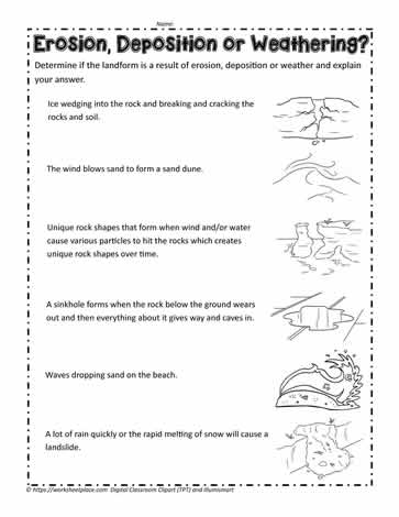 water erosion and deposition worksheet