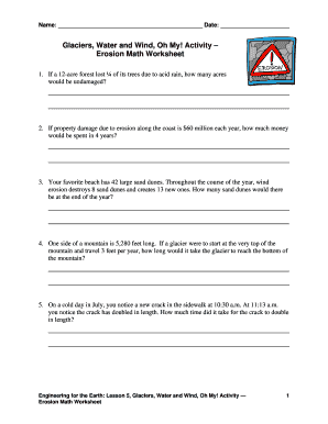 water erosion worksheet