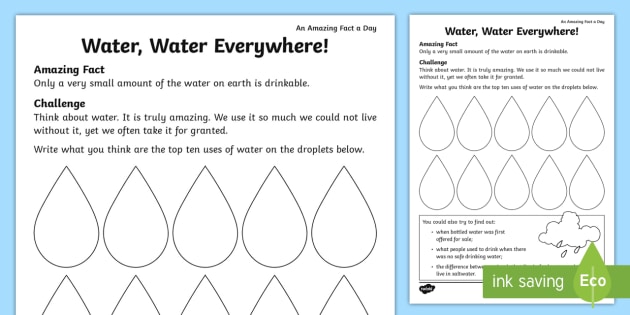 water on earth worksheet