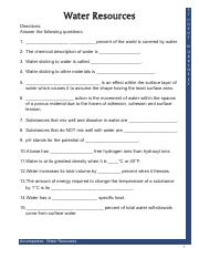 ICEV Water Resources worksheet.pdf - S T U D E N T Water Resources ...